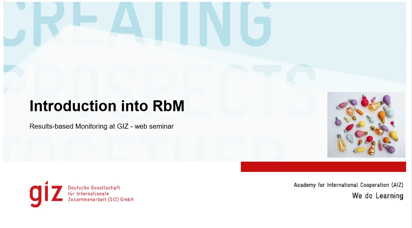 Introducción al RbM: el seguimiento orientado a resultados en la GIZ, seminario web