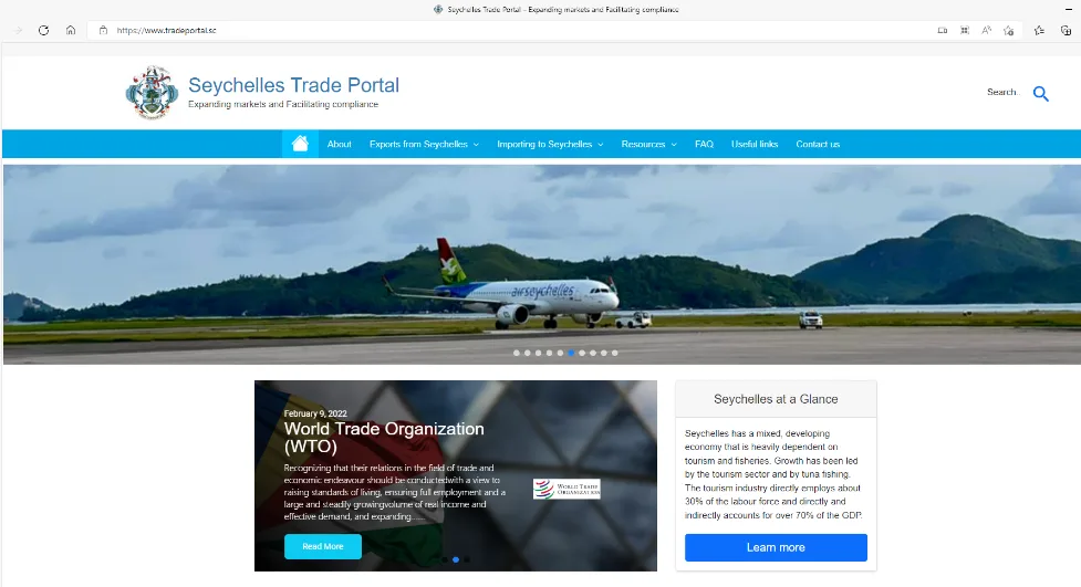 El portal de comercio de Seychelles, rediseñado