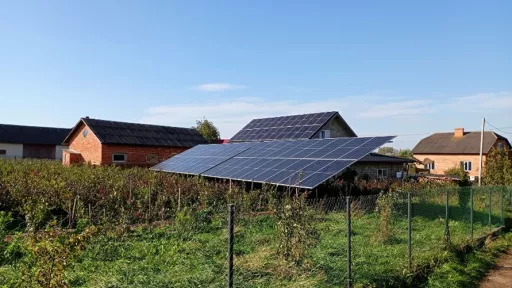 Solar panel in residential garden