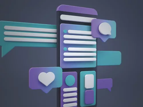 social media graphics and phone